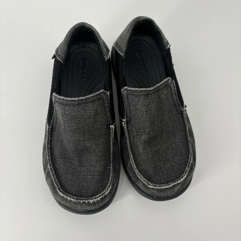 Crocs Gray Santa Cruz Canvas Loafers Size C 12 Little Kid Black‎ Gray Slip On